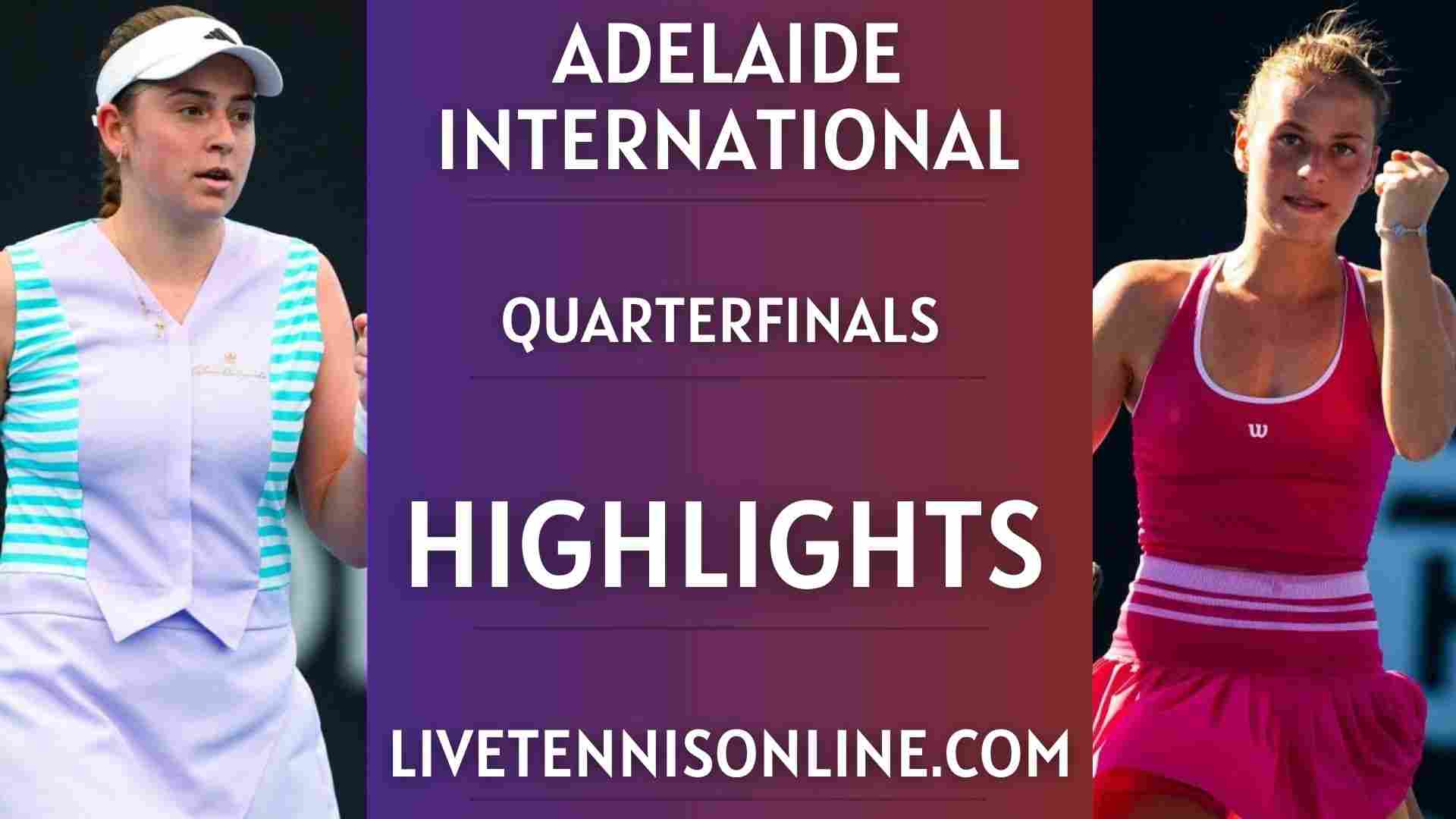 Kostyuk Vs Ostapenko QF Highlights Adelaide 2024